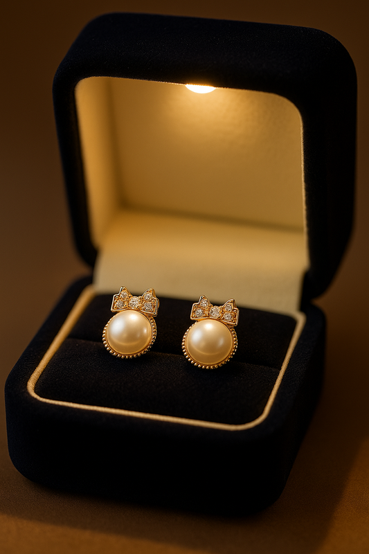 Pearl Bow Elegance Stud Earrings – Timeless Luxury with a Modern Twist